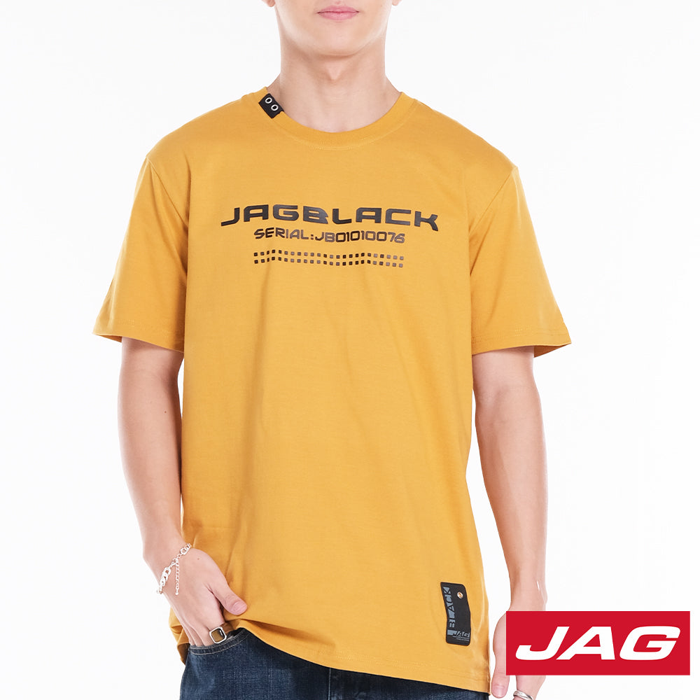 black and yellow graphic tee