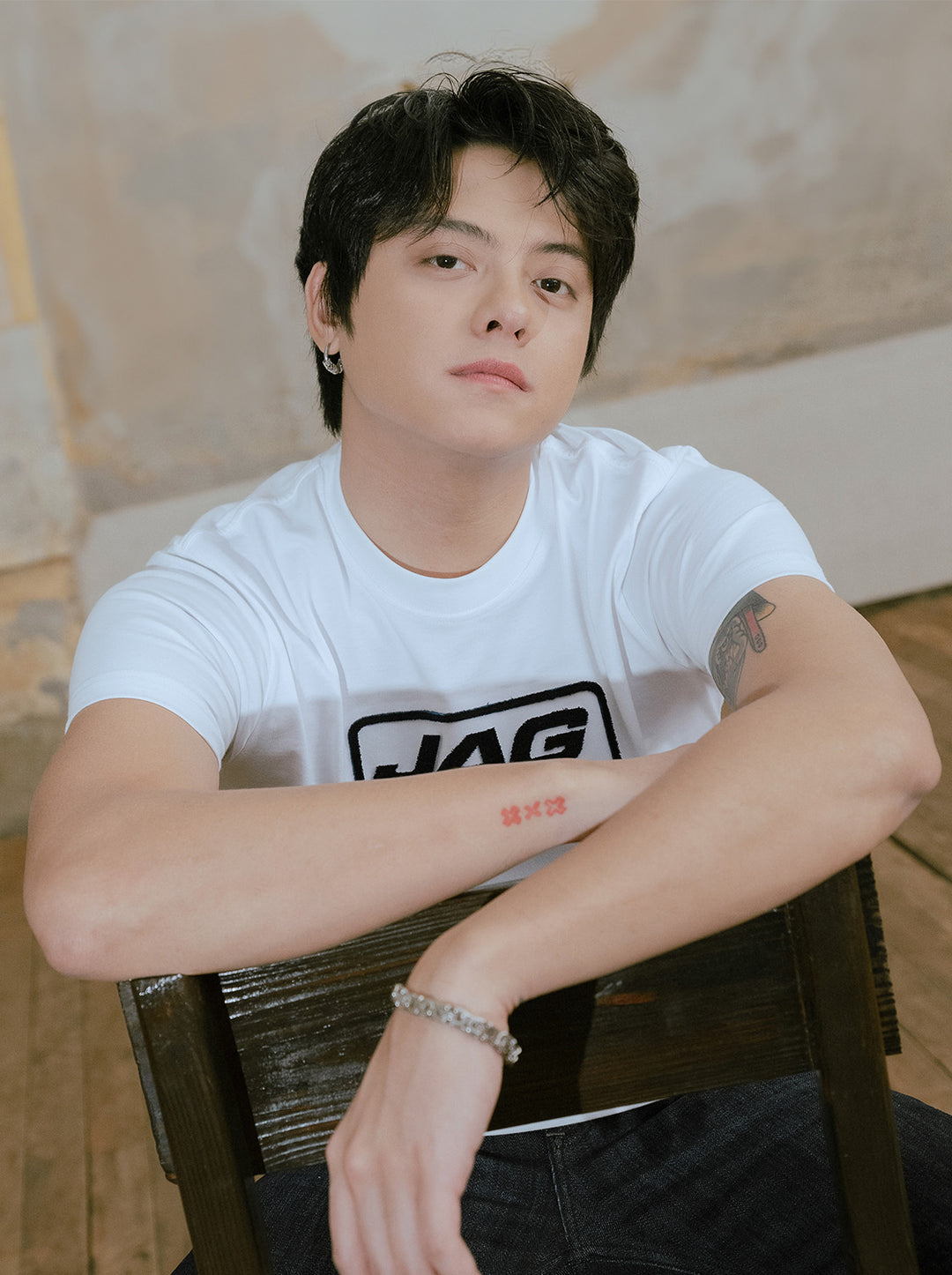 Jag Black Hardcore Collection Featuring Daniel Padilla - Chenille Embro Logo Tee