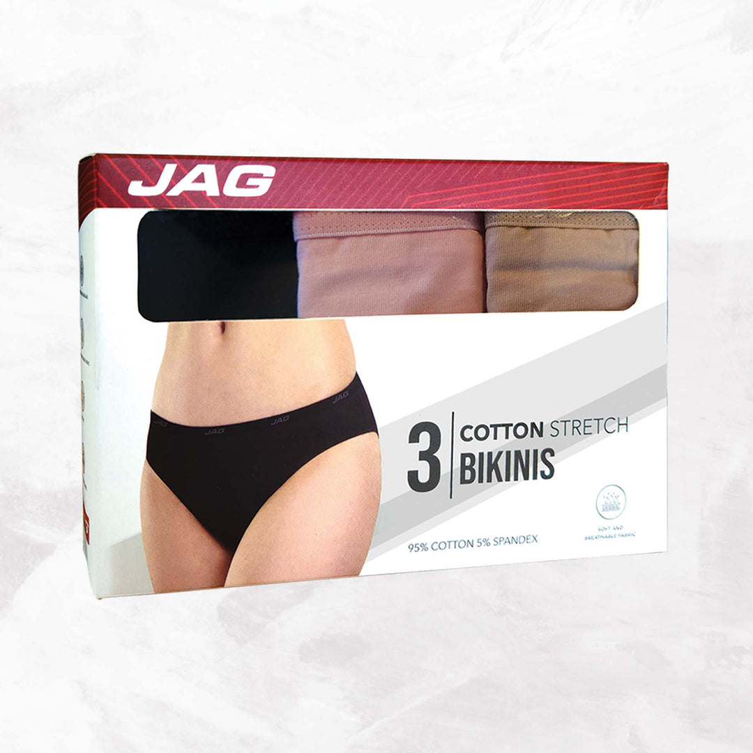 Jag Women's Underwear Cotton Stretch Bikini 3 in 1 in Assorted Colors