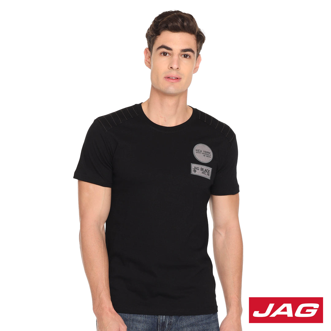 Jag Black Men's Round Neck Rugged Fit