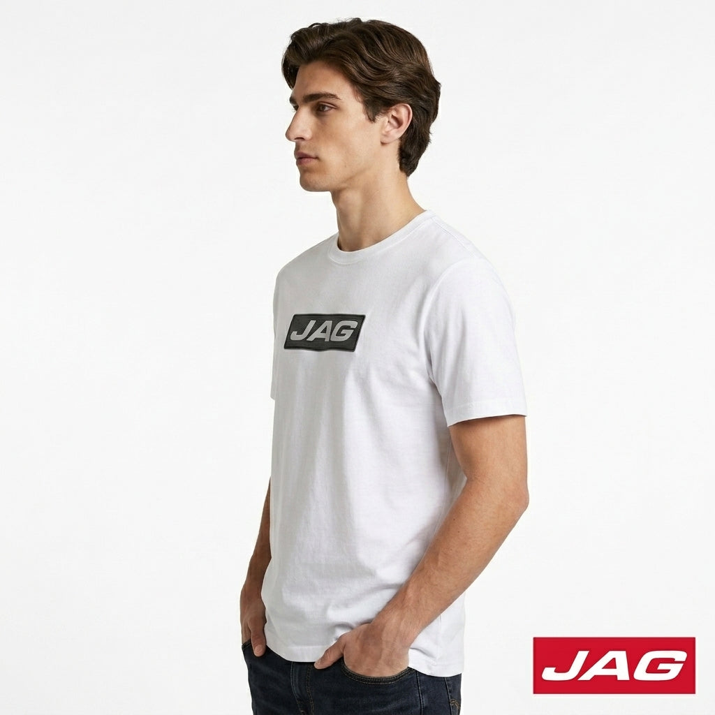 Jag Men’s Rugged Boxy Fit Roundneck T-Shirt Casual Textured Logo Tee 33V12001