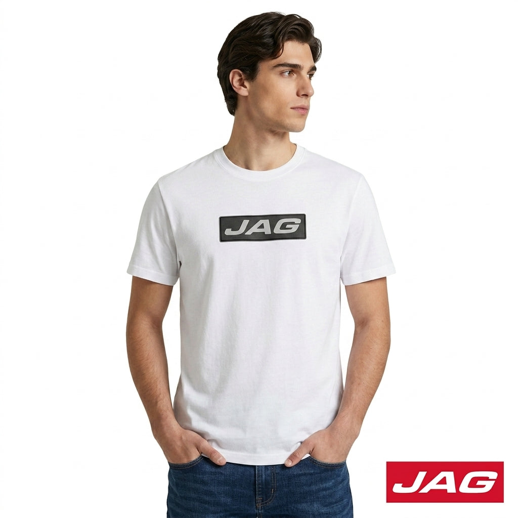 Jag Men’s Rugged Boxy Fit Roundneck T-Shirt Casual Textured Logo Tee 33V12001