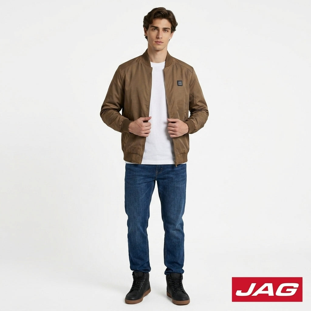 Jag Black Men's Moto Fit Bomber Jacket 57DJF000