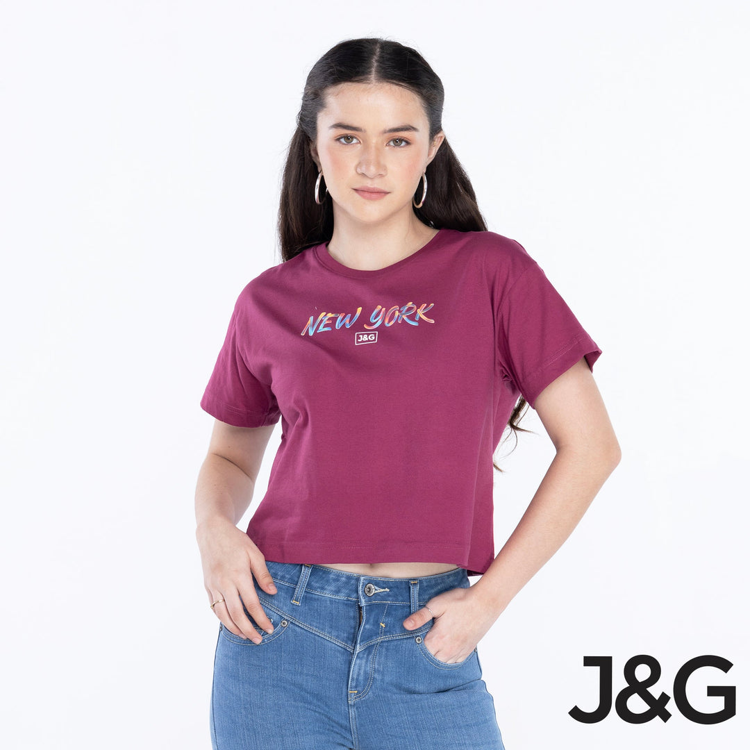 J&G Girl's NYC Mid Crop Tee