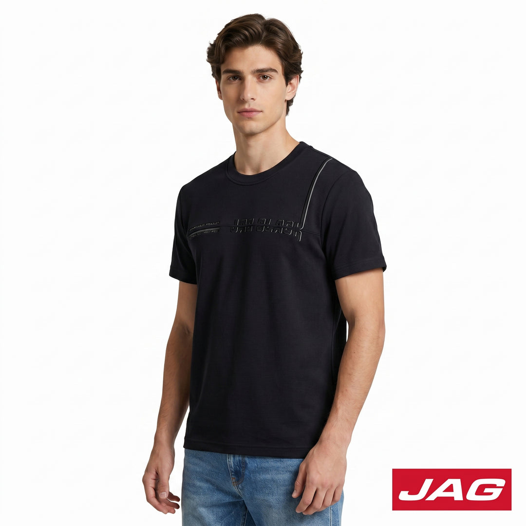 Jag Black Men’s Rugged Boxy Fit Roundneck T-Shirt 30LA2001