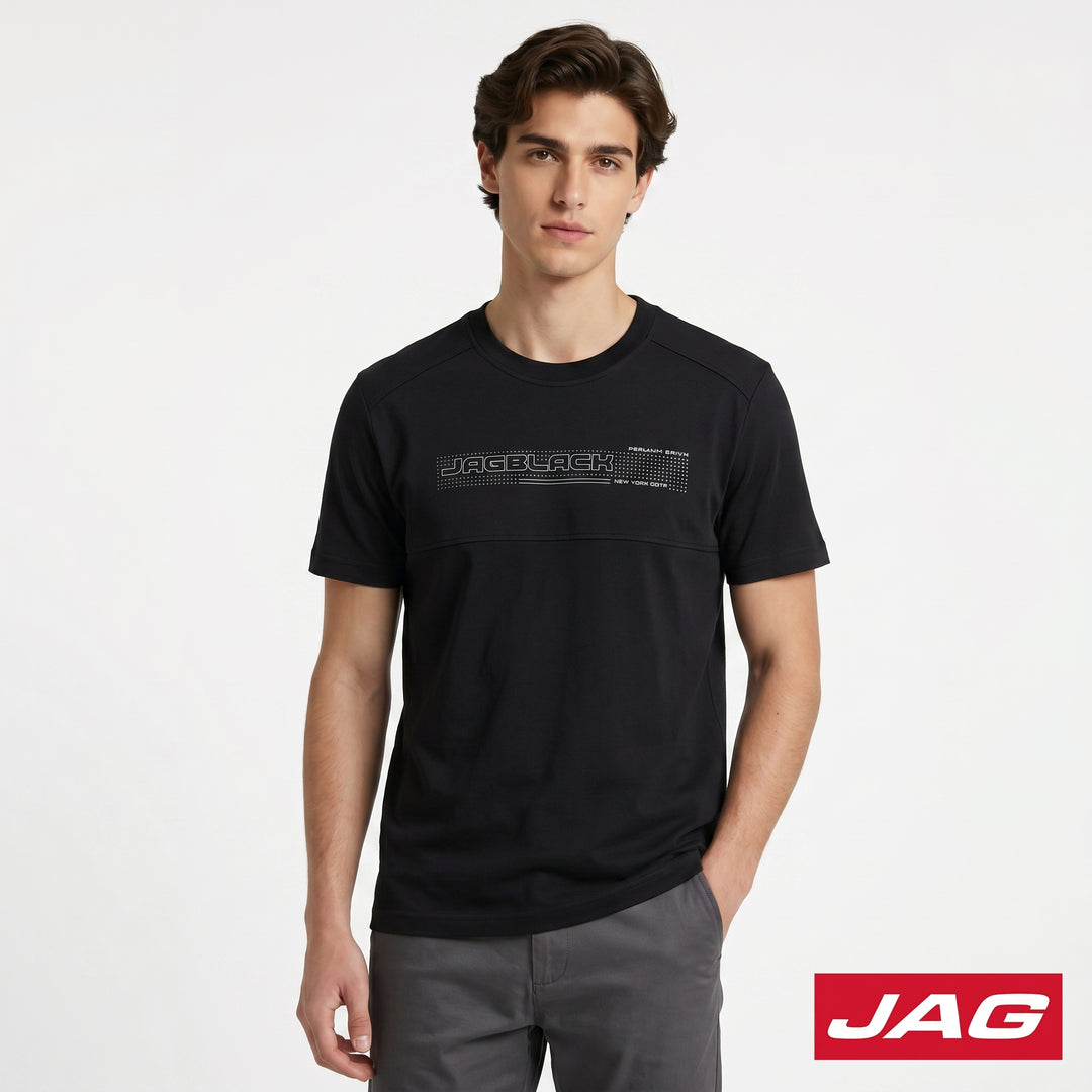 Jag Black Men’s Rugged Boxy Fit Roundneck T-Shirt 30LT2001