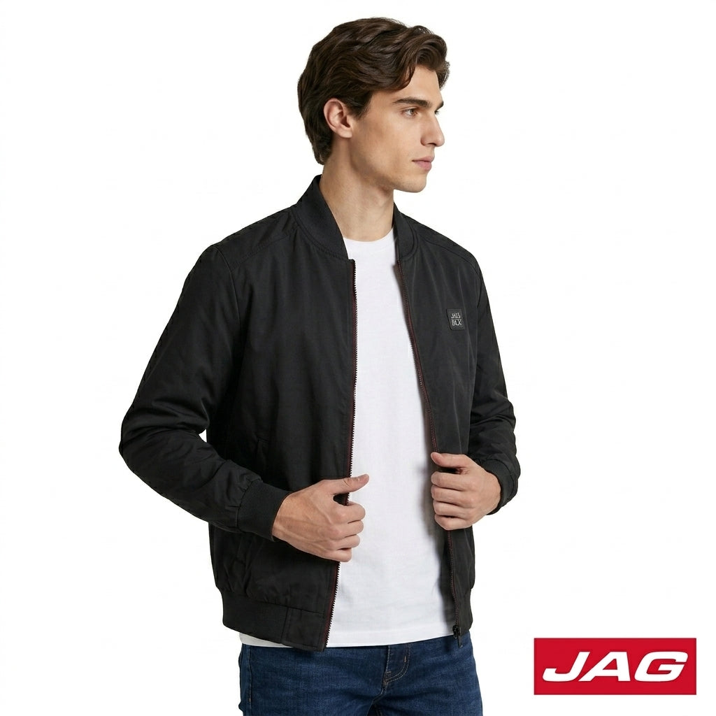 Jag Black Men's Moto Fit Bomber Jacket 57DJF000