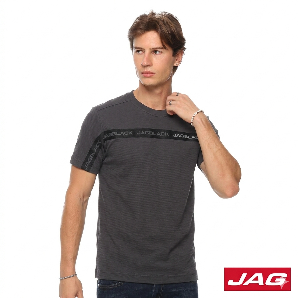 Jag Black Men's Round Neck Rugged Boxy Fit 30LU2001