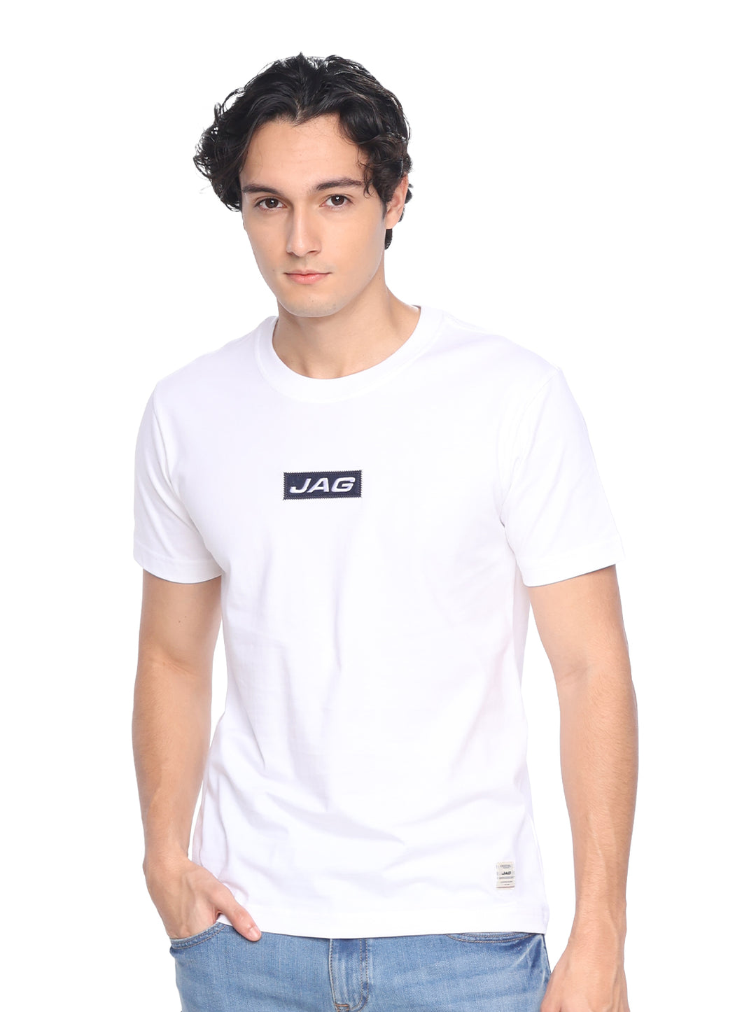 Jag Men’s Embroidered Logo T-Shirt Rugged Boxy Fit Cotton Casual Streetwear Tee 33UG2001