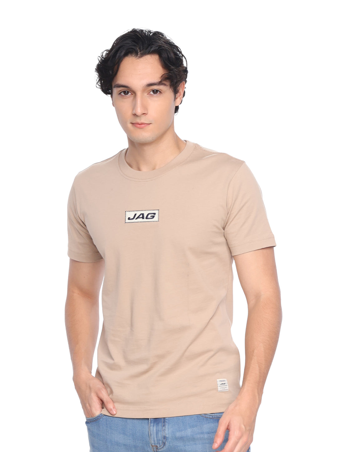Jag Men’s Embroidered Logo T-Shirt Rugged Boxy Fit Cotton Casual Streetwear Tee 33UG2001