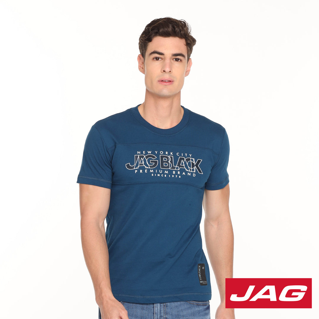 Jag Black Men's Round Neck Rugged Boxy Fit