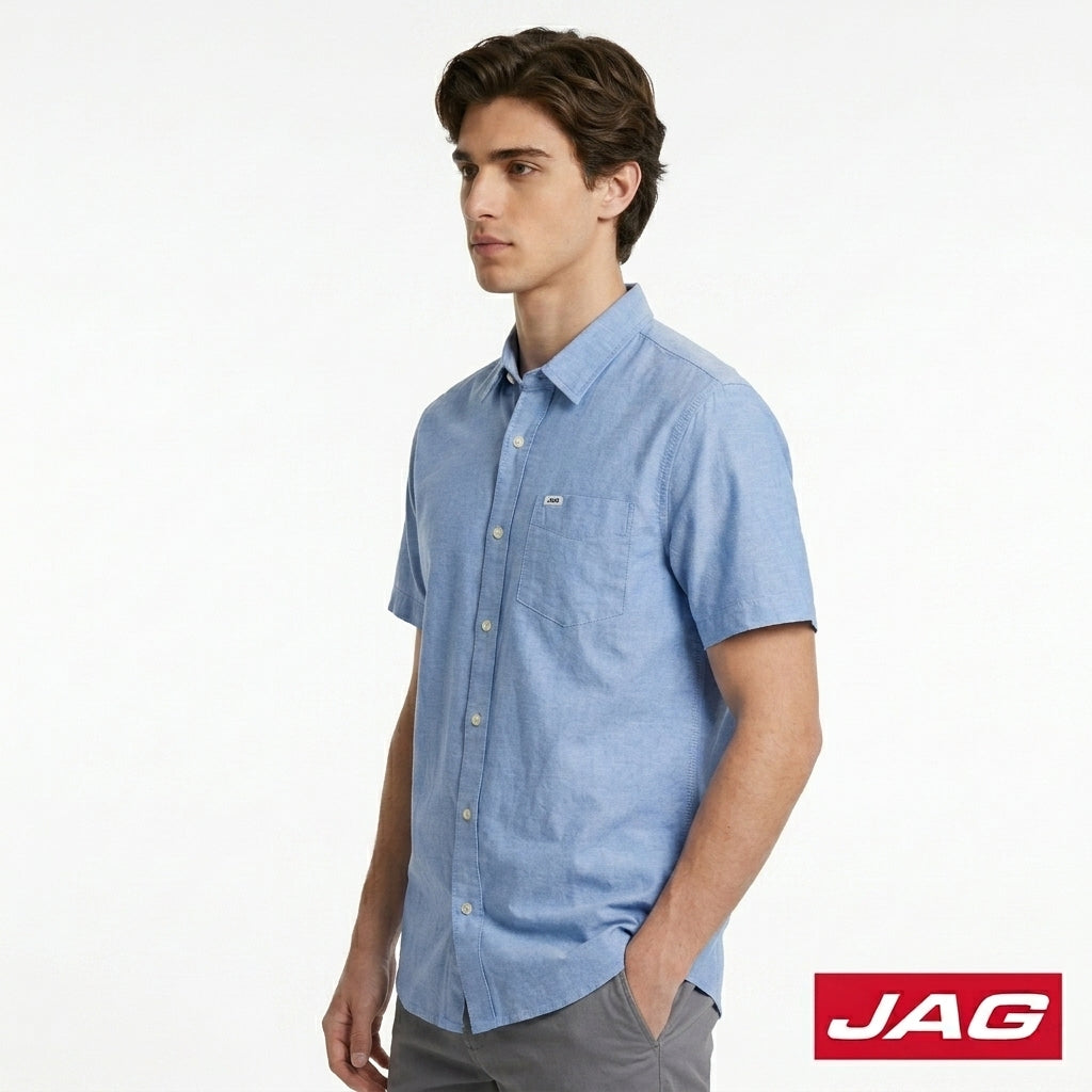 Jag Men's Relaxed Fit Oxford Short Sleeve Polo 964D8000