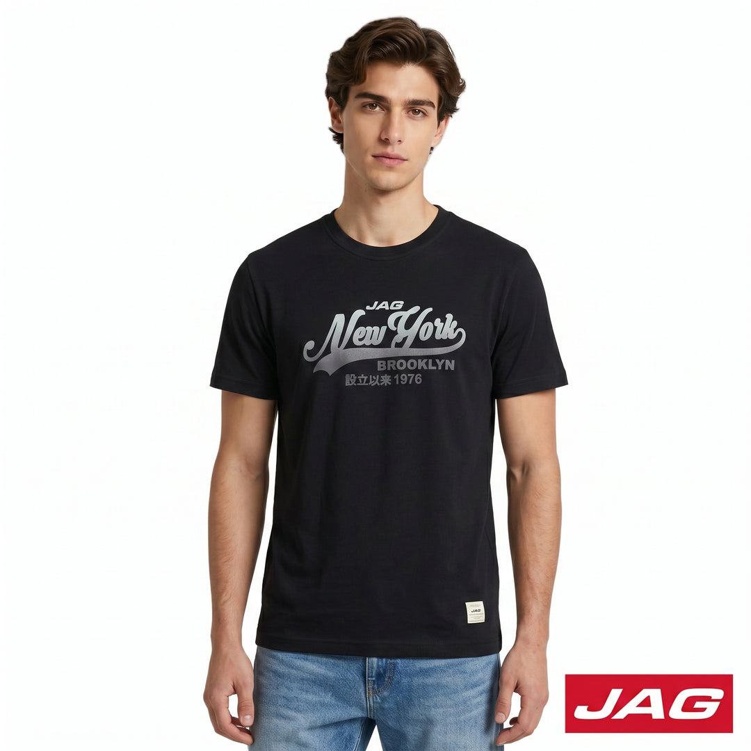 Jag Men’s Rugged Boxy Roundneck Branded T‑Shirt 32R72001