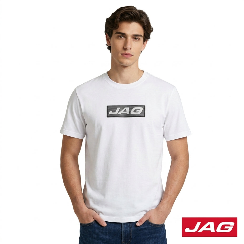 Jag Men’s Rugged Boxy Fit Roundneck T-Shirt Casual Textured Logo Tee 33V12001