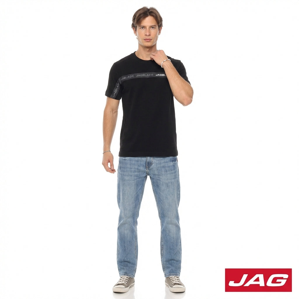 Jag Black Men's Round Neck Rugged Boxy Fit 30LU2001