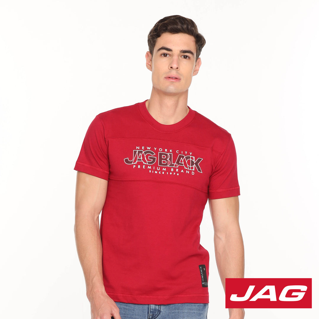 Jag Black Men's Round Neck Rugged Boxy Fit