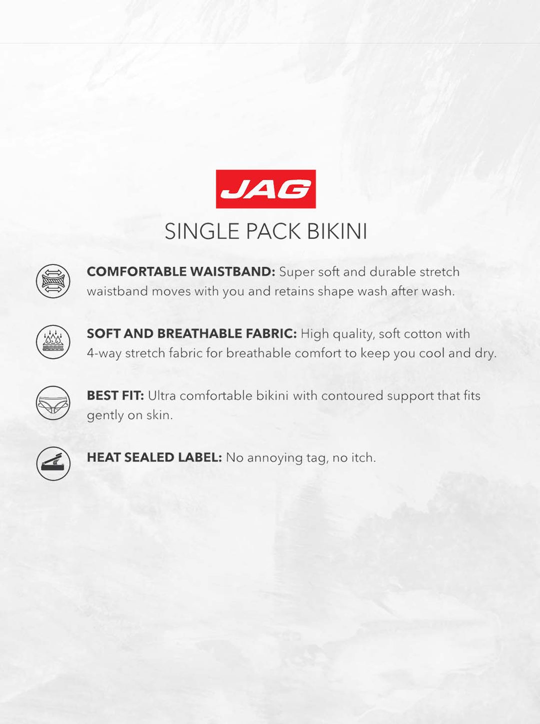 Jag Women's Underwear Cotton Stretch Bikini Single Pack 60AC1000