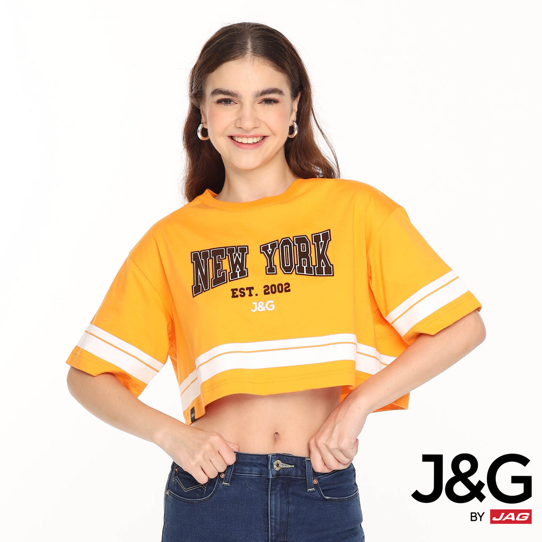 J&G Girls Tops Round Neck High-Cropped