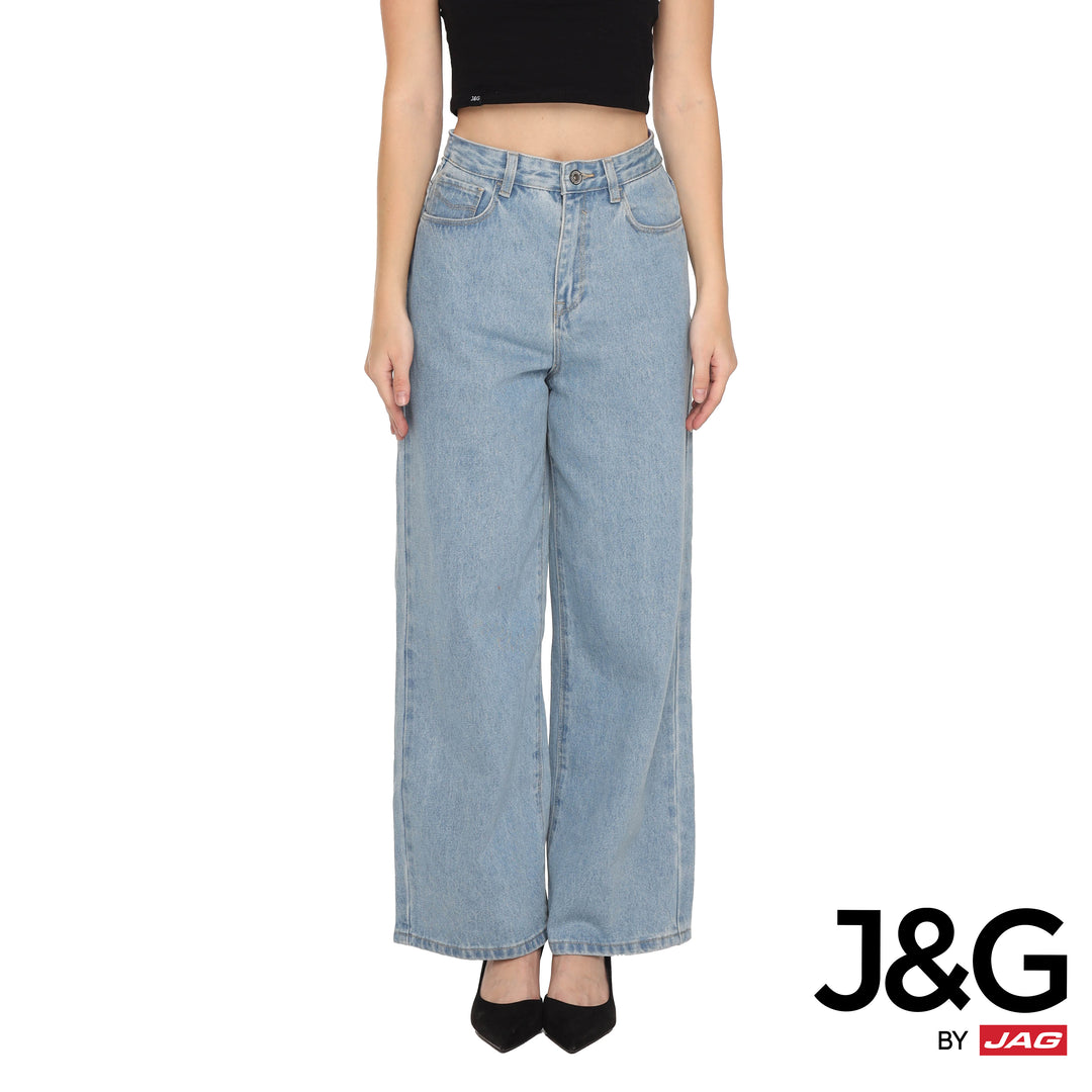 J&G Ladies Wide Leg Jeans 21" Icy Blue