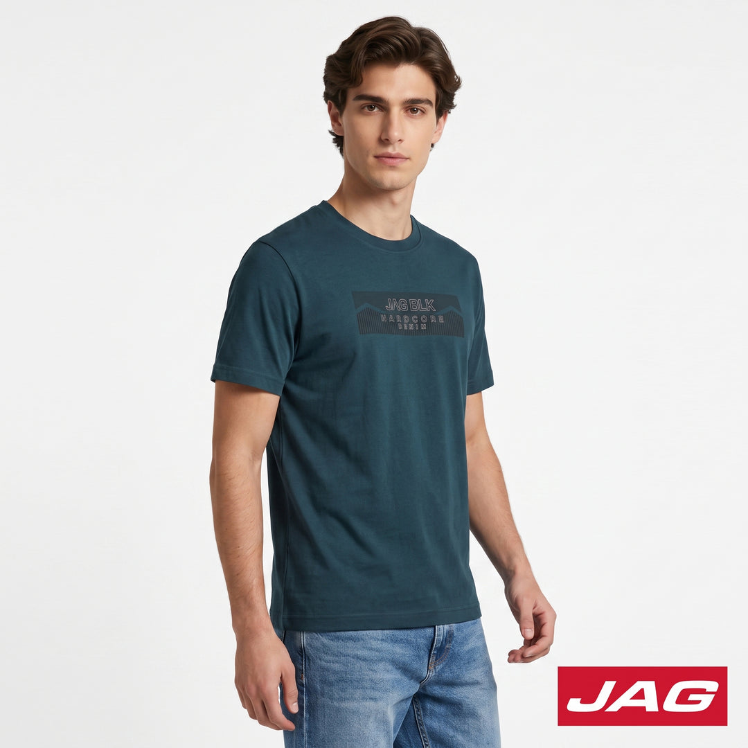 Jag Black Men’s Roundneck Relaxed Fit Cotton Casual Shirt 30L38000