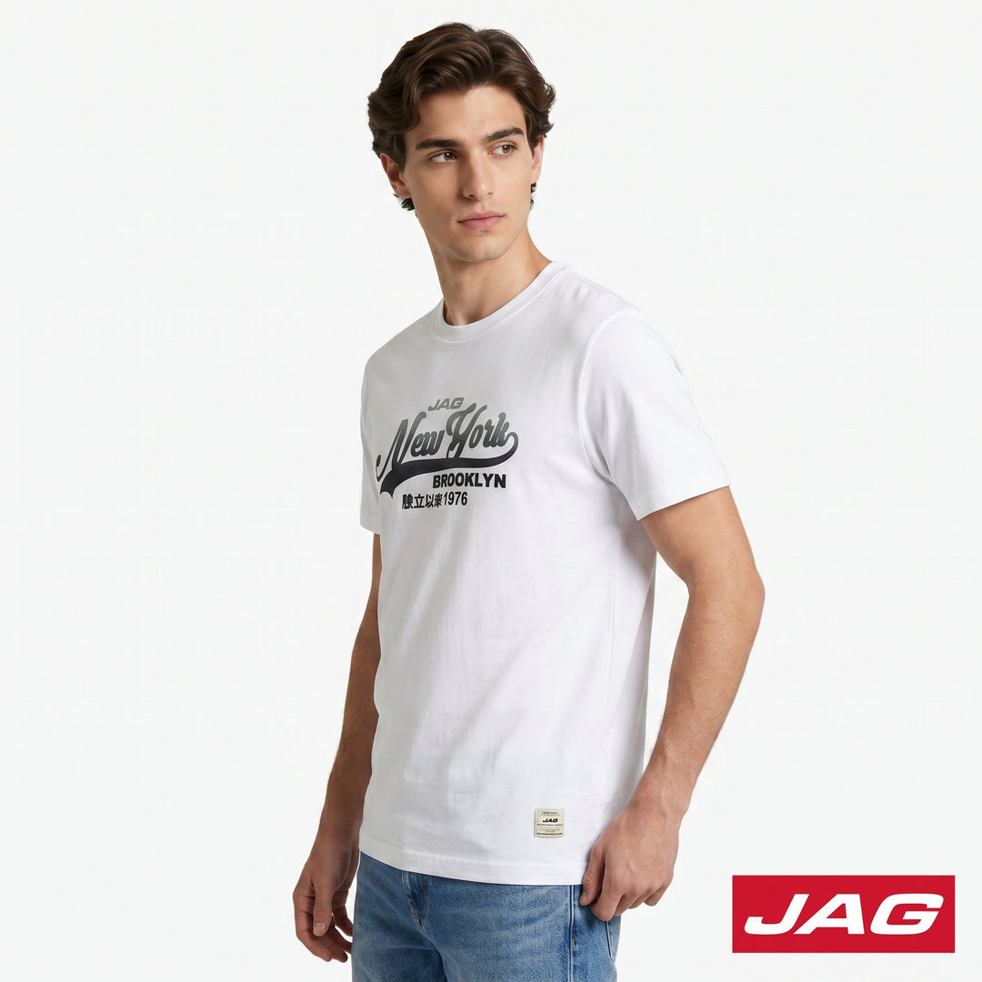Jag Men’s Rugged Boxy Roundneck Branded T‑Shirt 32R72001