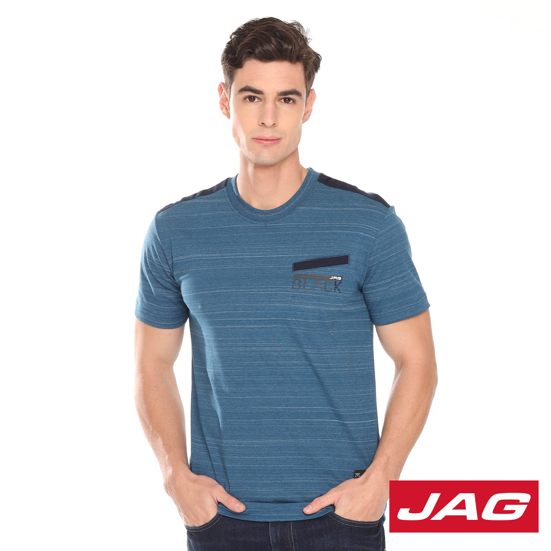 Jag Black Men's Round Neck Rugged Boxy