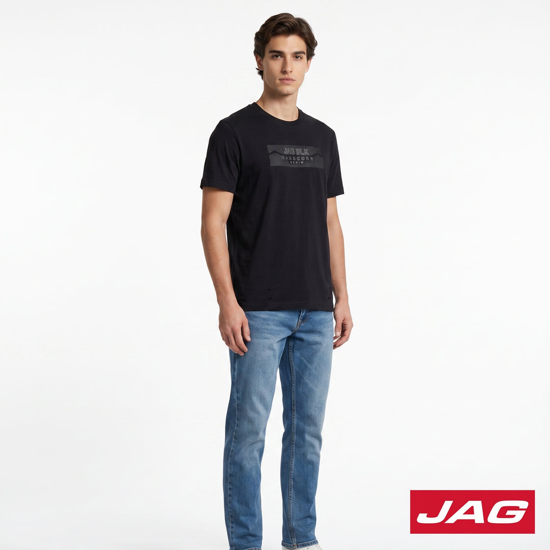 Jag Black Men’s Roundneck Relaxed Fit Cotton Casual Shirt 30L38000