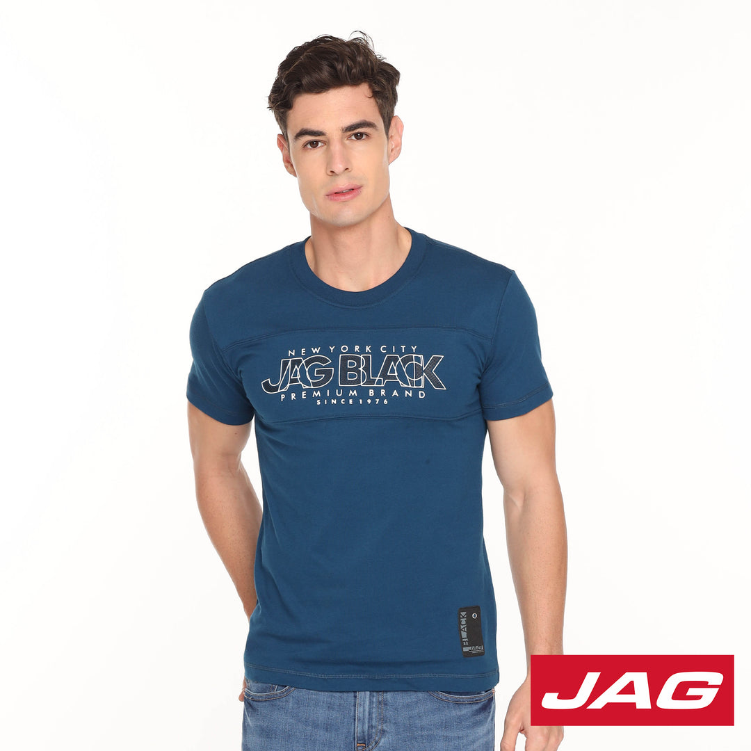 Jag Black Men's Round Neck Rugged Boxy Fit