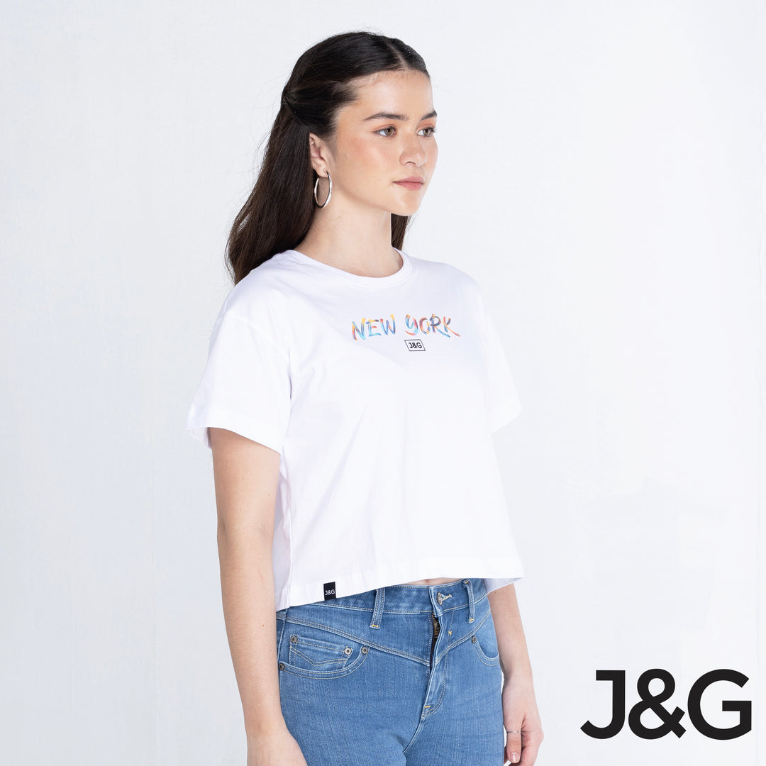 J&G Girl's NYC Mid Crop Tee