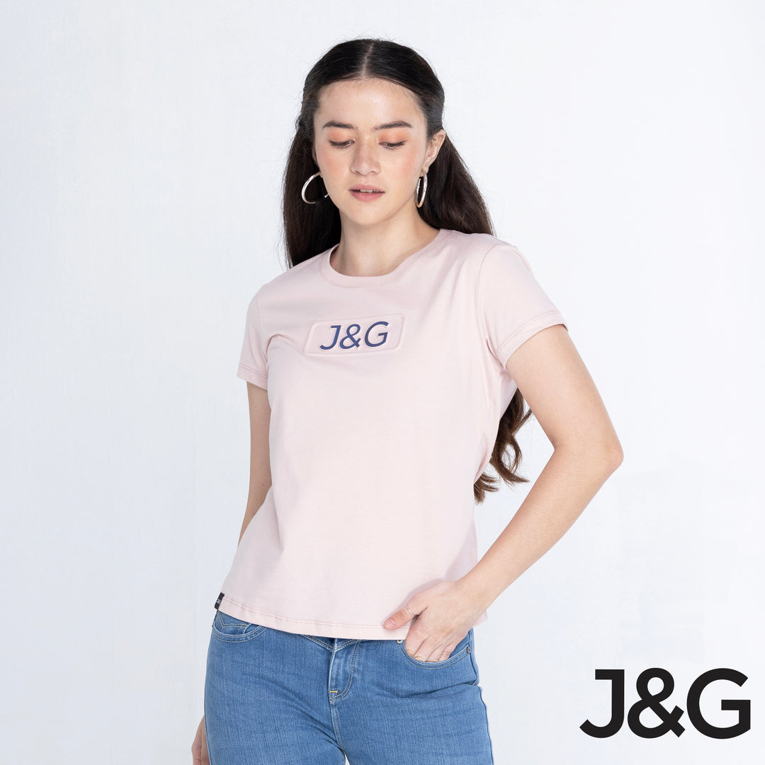 J&G Girl's Basic Fit Embossed Logo Tee