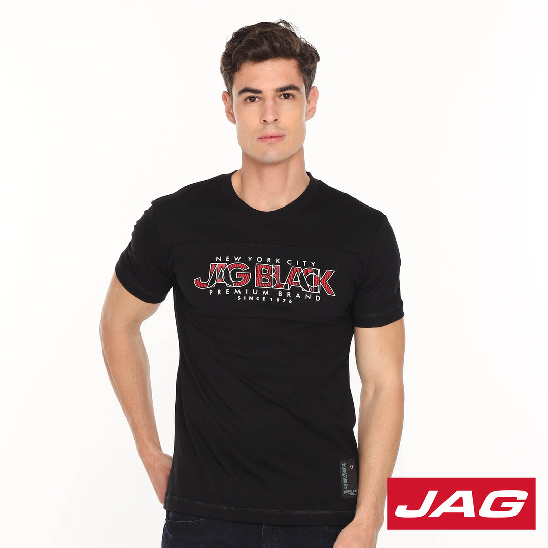 Jag Black Men's Round Neck Rugged Boxy Fit