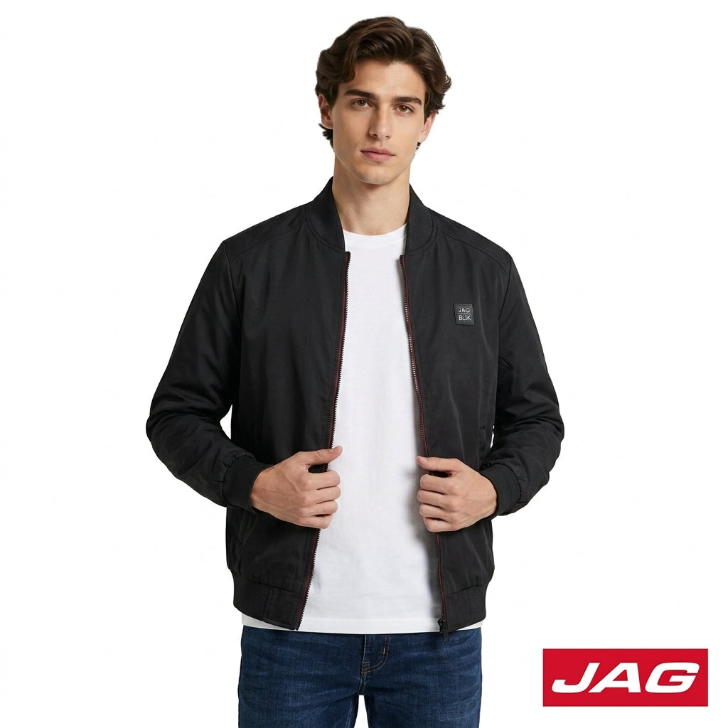 Jag Black Men's Moto Fit Bomber Jacket 57DJF000