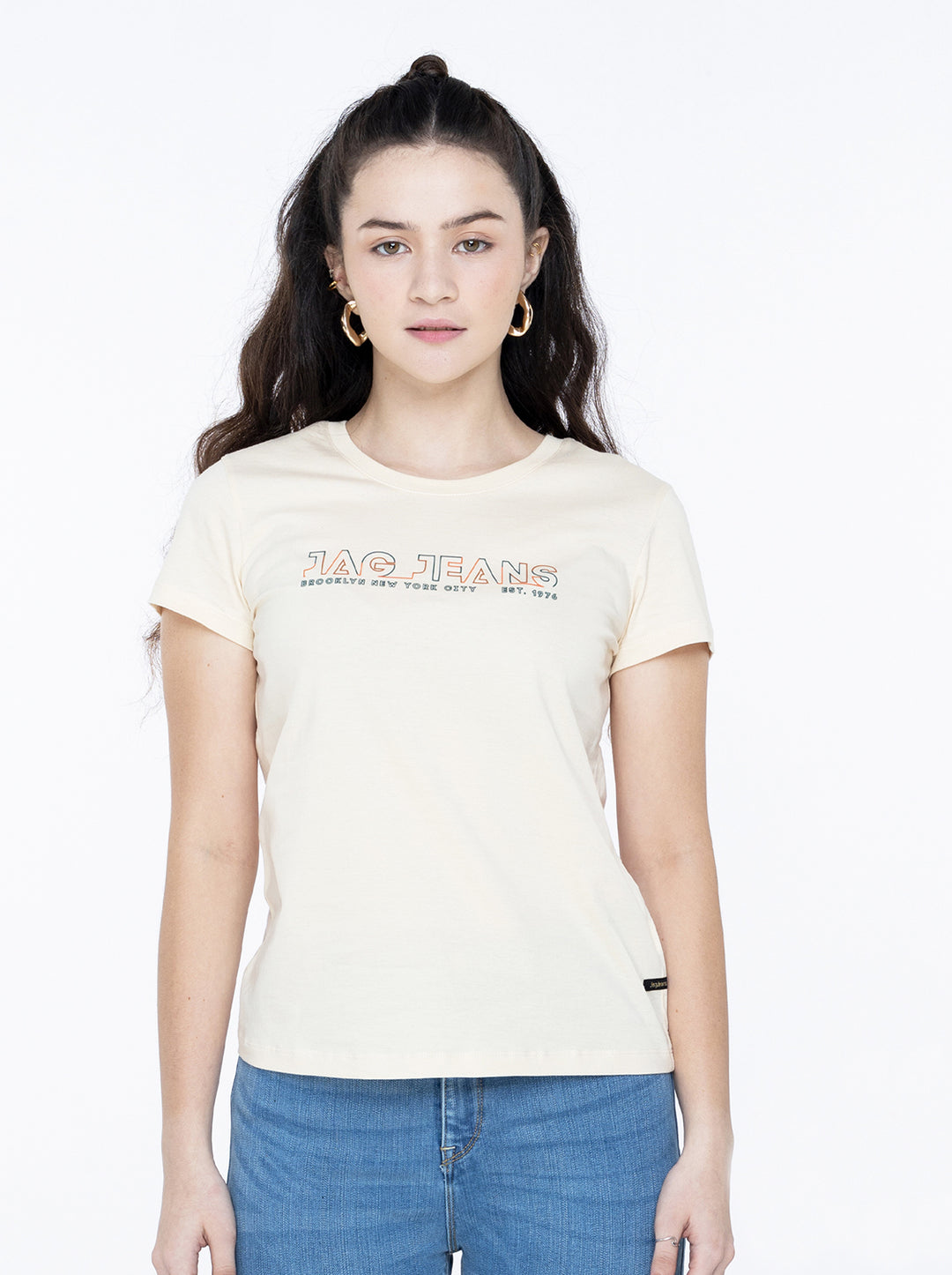 Jag Ladies Relaxed Fit Tee in Short Bread