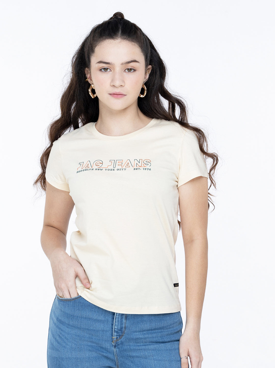 Jag Ladies Relaxed Fit Tee in Short Bread