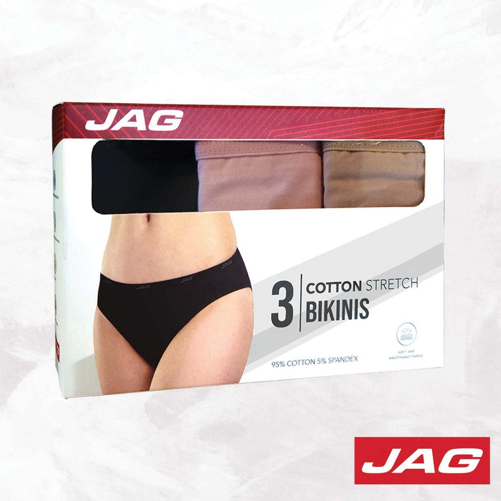 Jag Women's Underwear Cotton Stretch Bikini 3 in 1 in Assorted Colors 60AA3000