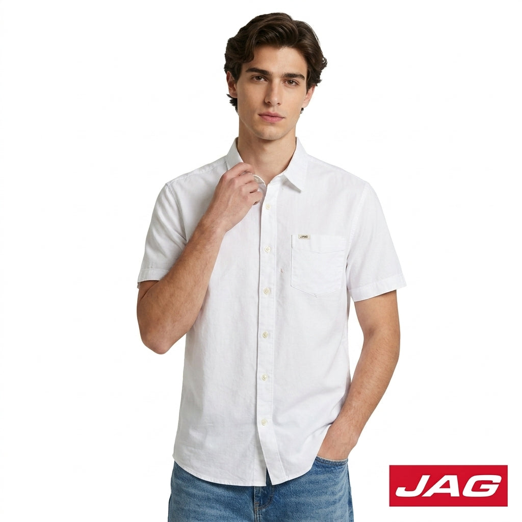 Jag Men's Relaxed Fit Oxford Short Sleeve Polo 964D8000