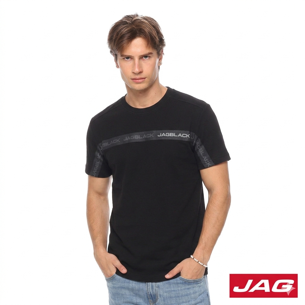 Jag Black Men's Round Neck Rugged Boxy Fit 30LU2001