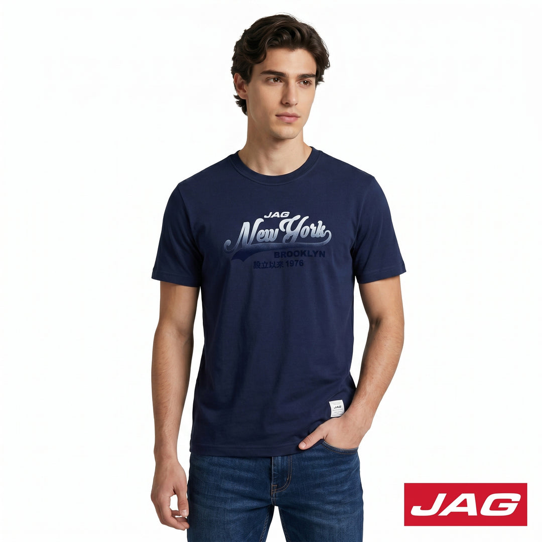 Jag Men’s Rugged Boxy Roundneck Branded T‑Shirt 32R72001