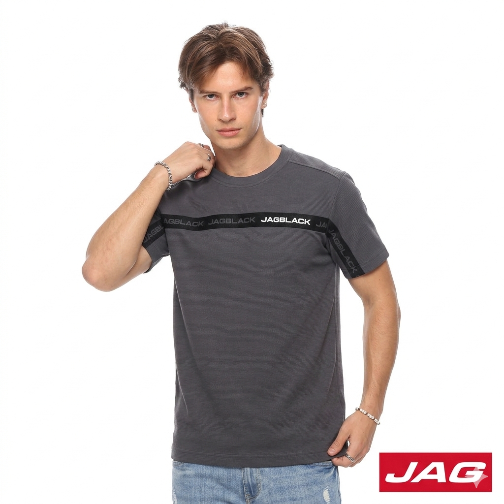 Jag Black Men's Round Neck Rugged Boxy Fit 30LU2001