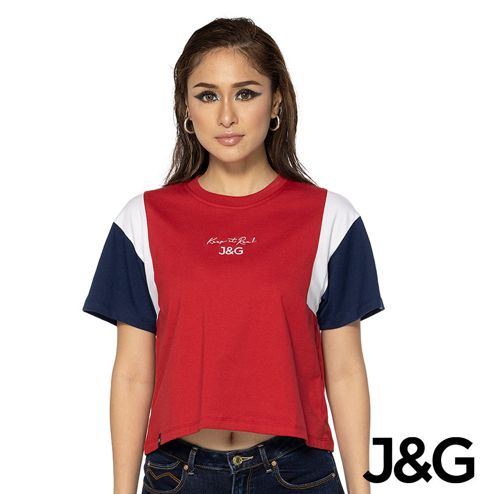 J&G Girl's Color Blocking Mid Crop Top