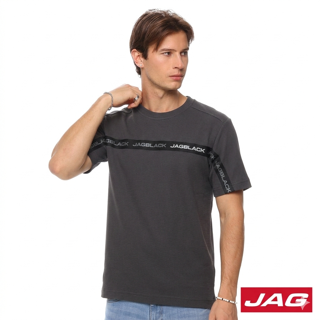 Jag Black Men's Round Neck Rugged Boxy Fit 30LU2001