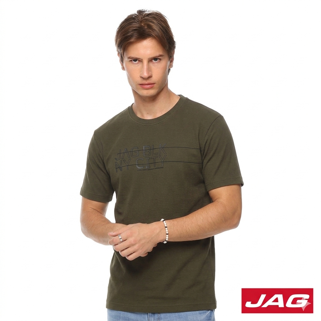 Jag Black Men's Round Neck Rugged Boxy Fit 30LE2001