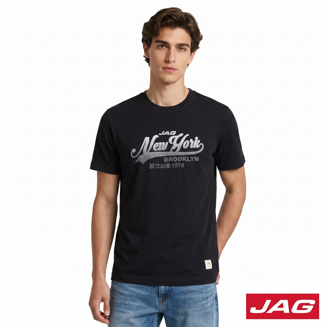 Jag Men’s Rugged Boxy Roundneck Branded T‑Shirt 32R72001