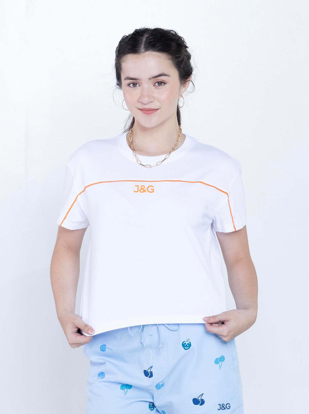 J&G Girl's Mid Cropped Logo Tee