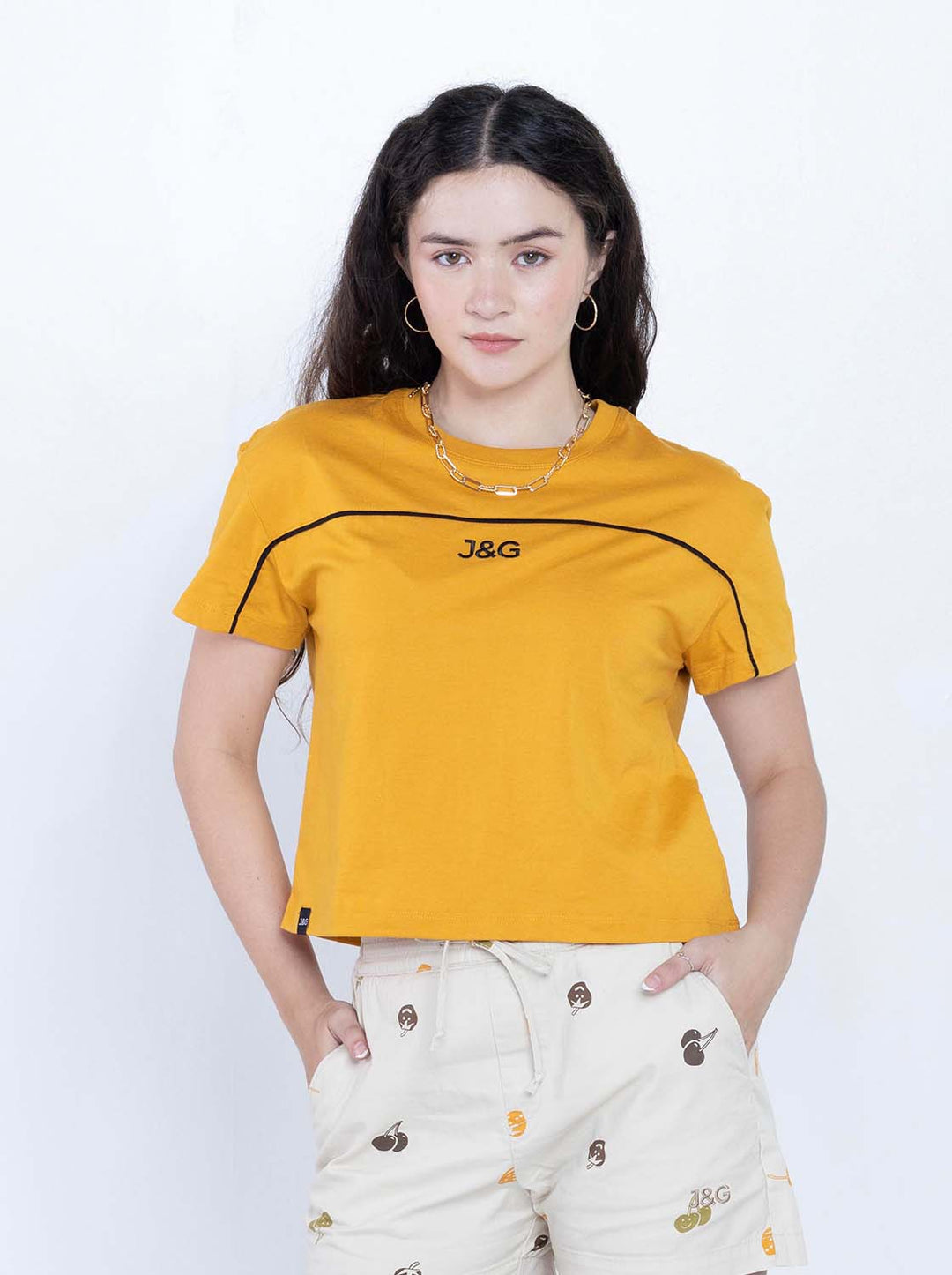 J&G Girl's Mid Cropped Logo Tee