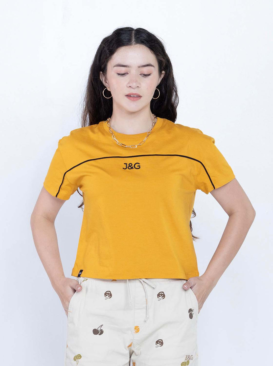 J&G Girl's Mid Cropped Logo Tee