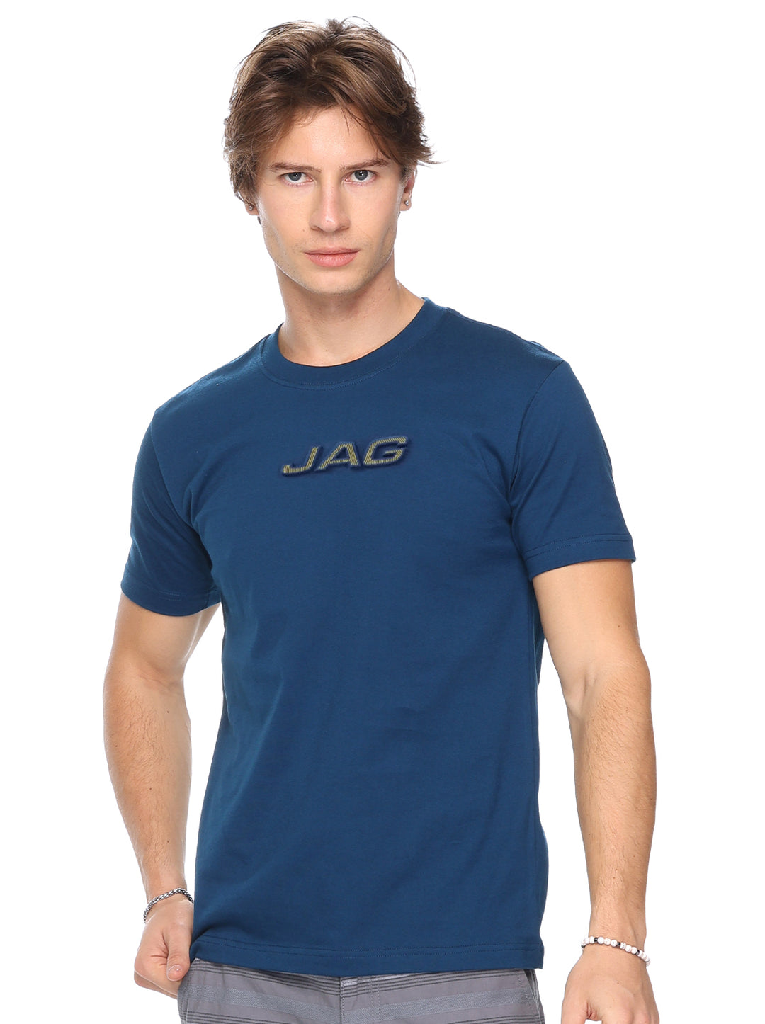 Jag Black Men's Round Neck Vintage Line Logo 33UN2001