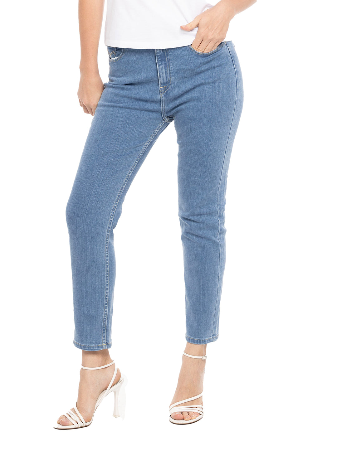 Jag Ladies Bottoms High Waist Straight Cut Blue Blasted