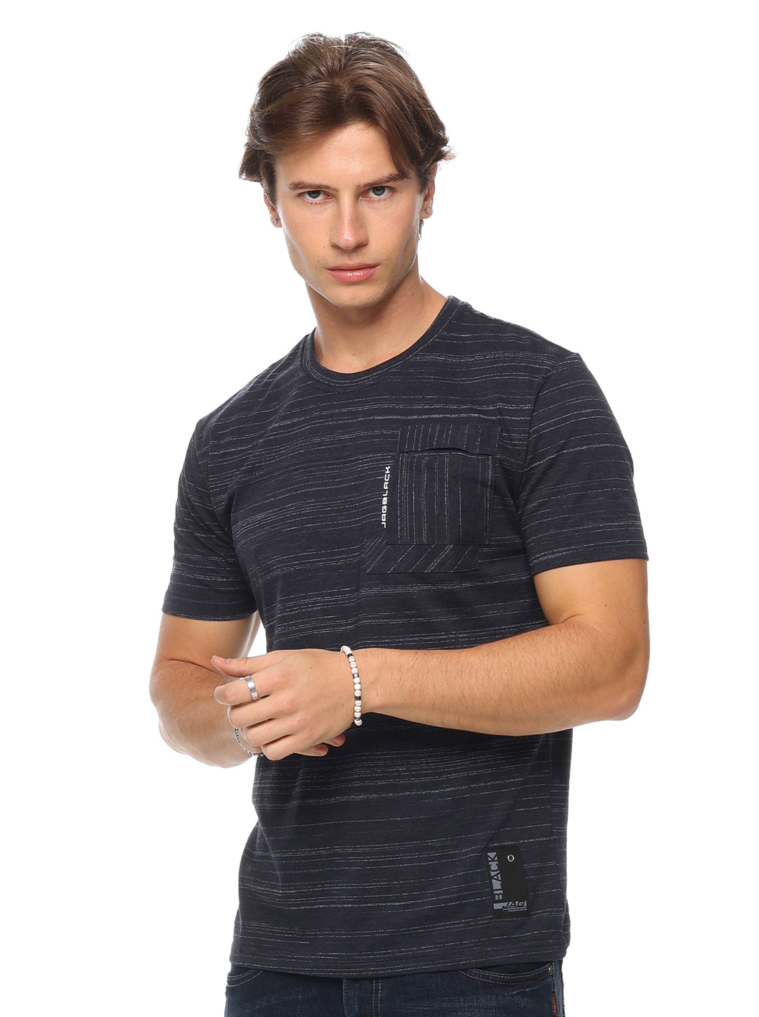 Jag Black Men's Round Neck Rugged Boxy Fit 30JM2001