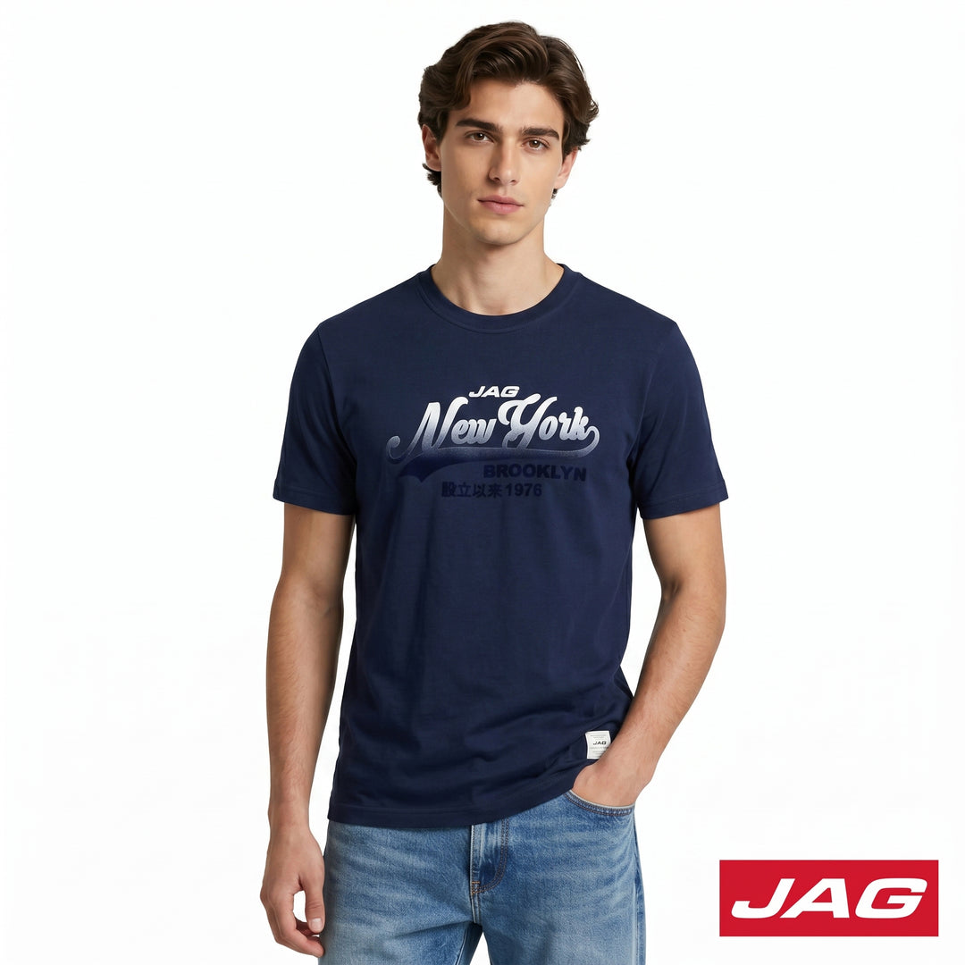 Jag Men’s Rugged Boxy Roundneck Branded T‑Shirt 32R72001